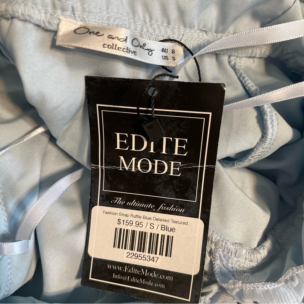 Edite Mode Blue Swiss Dot Tiered Mini Dress Ruffle Babydoll Coquette Party Small - Picture 11 of 13